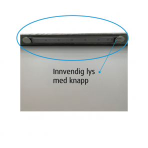Lys innvendig i NY Tredal skaphenger med knapp