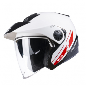 Polaris åpen hjelm EVASION HELMET WHITE med klart glass og integrert solbrille
