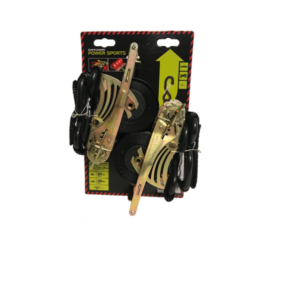Quickloader POWERSPORT 800 TWINPACK jekkestropp | Sort bånd | Klippsfester